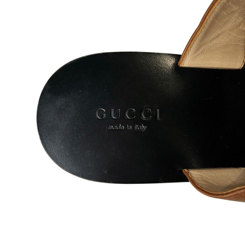Gucci Marmont Double GG Logo Thong Sandals Brown Leather EU 36 US 6 Flat Slide - Picture 7 of 9
